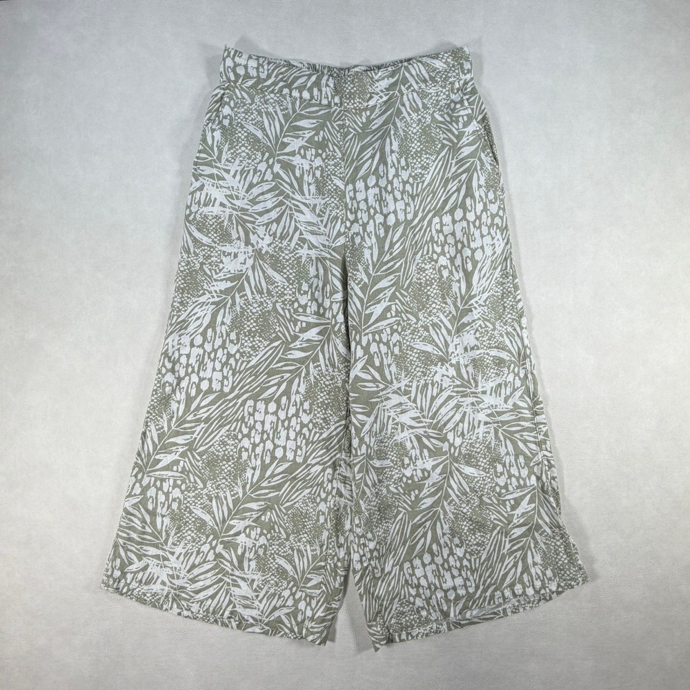 Christian Siriano New York Womens Medium Linen Wide Leg Tropical Print Pants